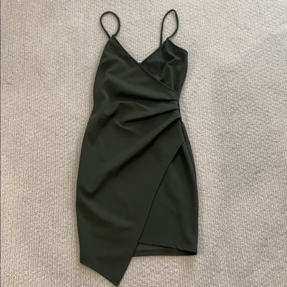 A’Gaci Green Asymmetrical Mini Dress